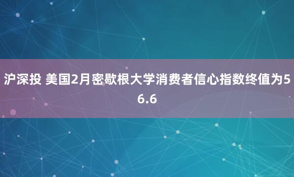 沪深投 美国2月密歇根大学消费者信心指数终值为56.6