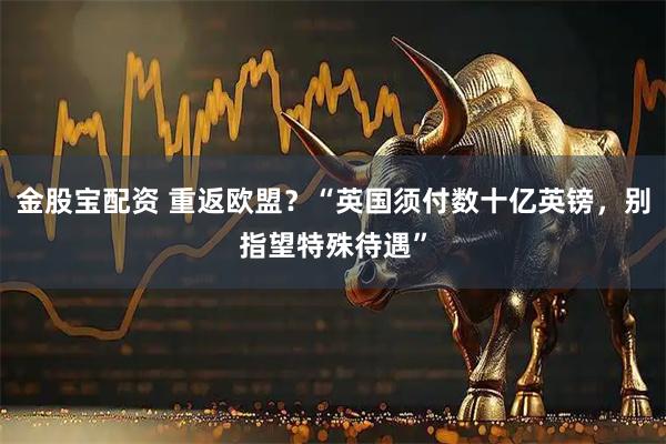 金股宝配资 重返欧盟？“英国须付数十亿英镑，别指望特殊待遇”