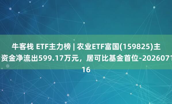 牛客栈 ETF主力榜 | 农业ETF富国(159825)主力资金净流出599.17万元，居可比基金首位-20260716